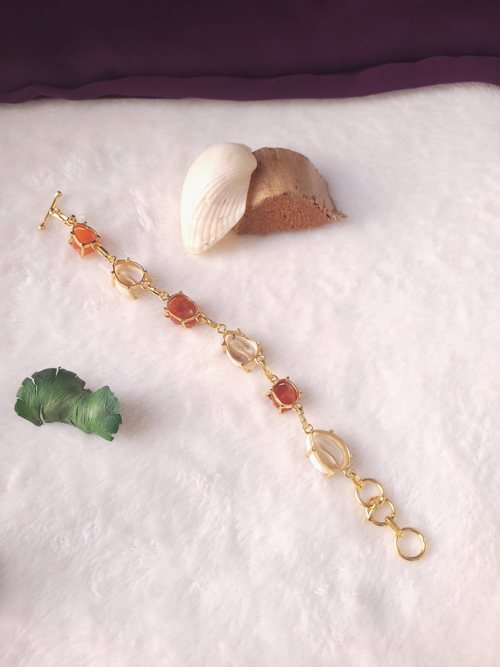 OSHIRA - 6 SHELL RAWSTONE MIX BRACELET