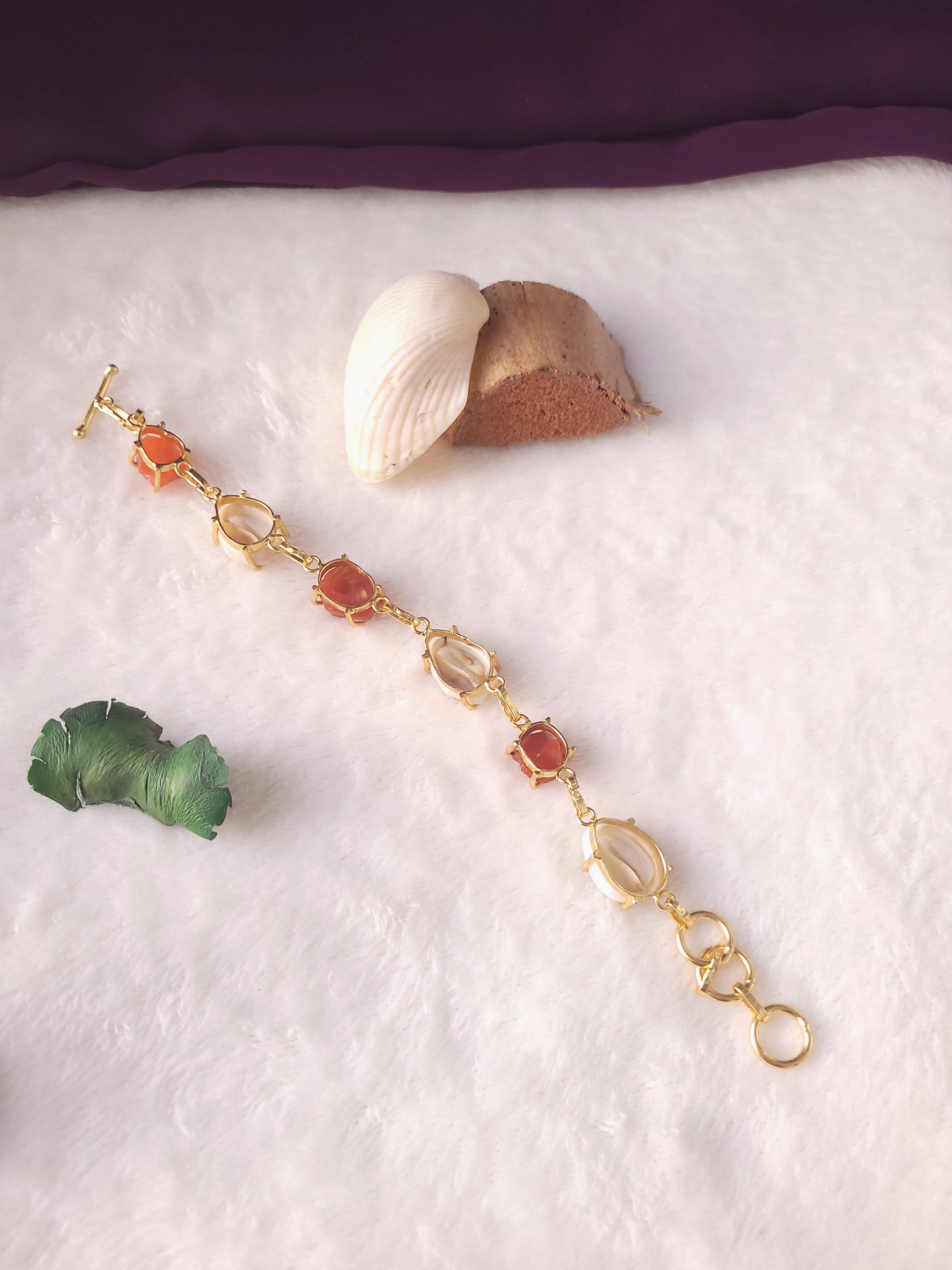 OSHIRA - 6 SHELL RAWSTONE MIX BRACELET