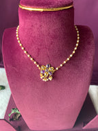 KARTHIKA - SHINY MULTISTONE FLOWER AND PEARL CHOKER