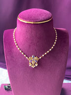 KARTHIKA - SHINY MULTISTONE FLOWER AND PEARL CHOKER