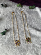 KARTHIKA - SHINY MULTISTONE FLOWER AND PEARL CHOKER