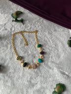 SANIYA - DOUBLE PEARL AND SHINY SINGLE STONE CHOKER