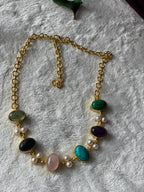 SANIYA - DOUBLE PEARL AND SHINY SINGLE STONE CHOKER