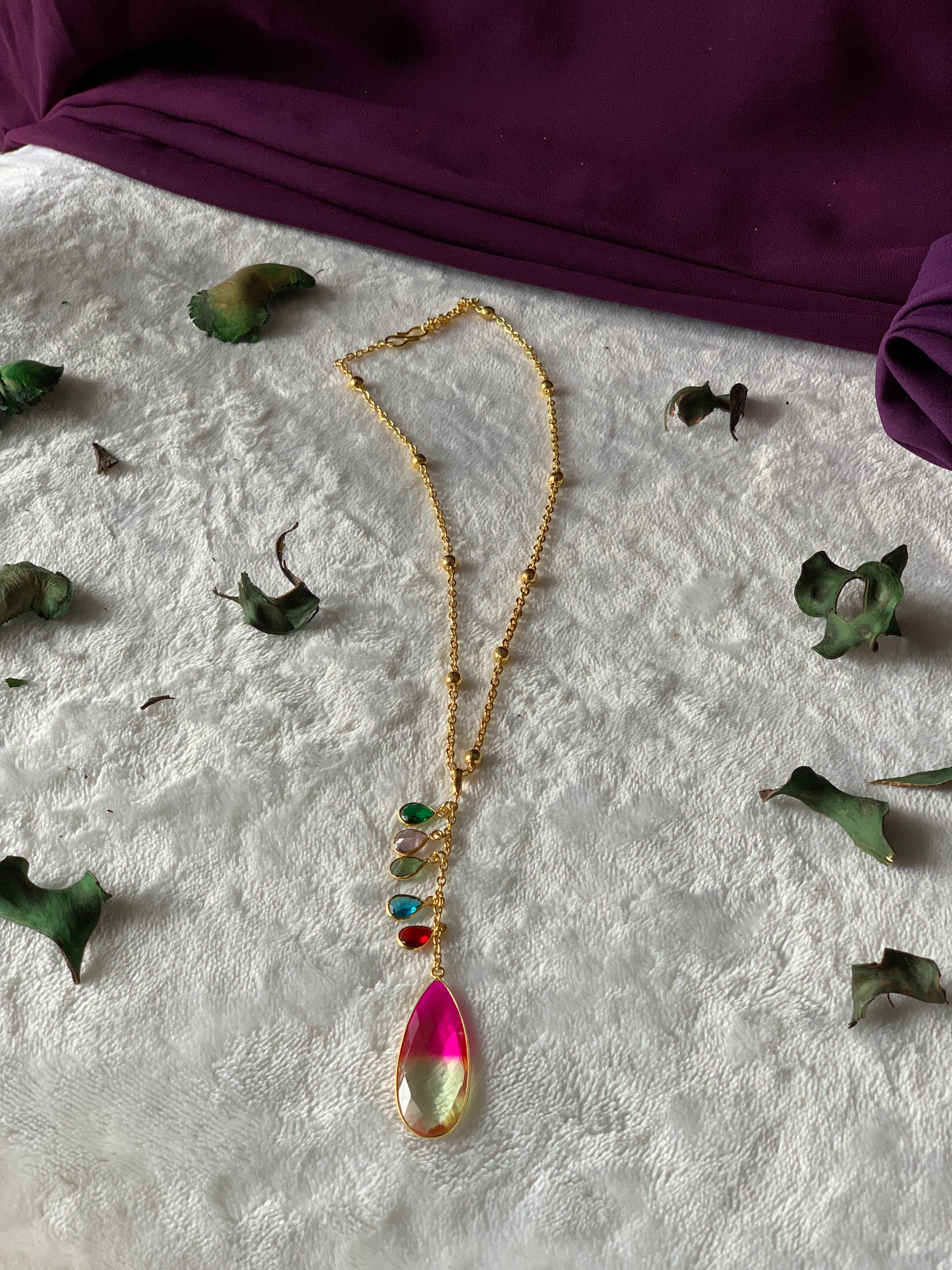 LILY - MULTISTONE HANGING PENDANT CHAIN NECKLACE