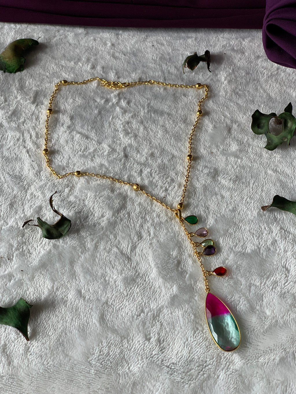 LILY - MULTISTONE HANGING PENDANT CHAIN NECKLACE