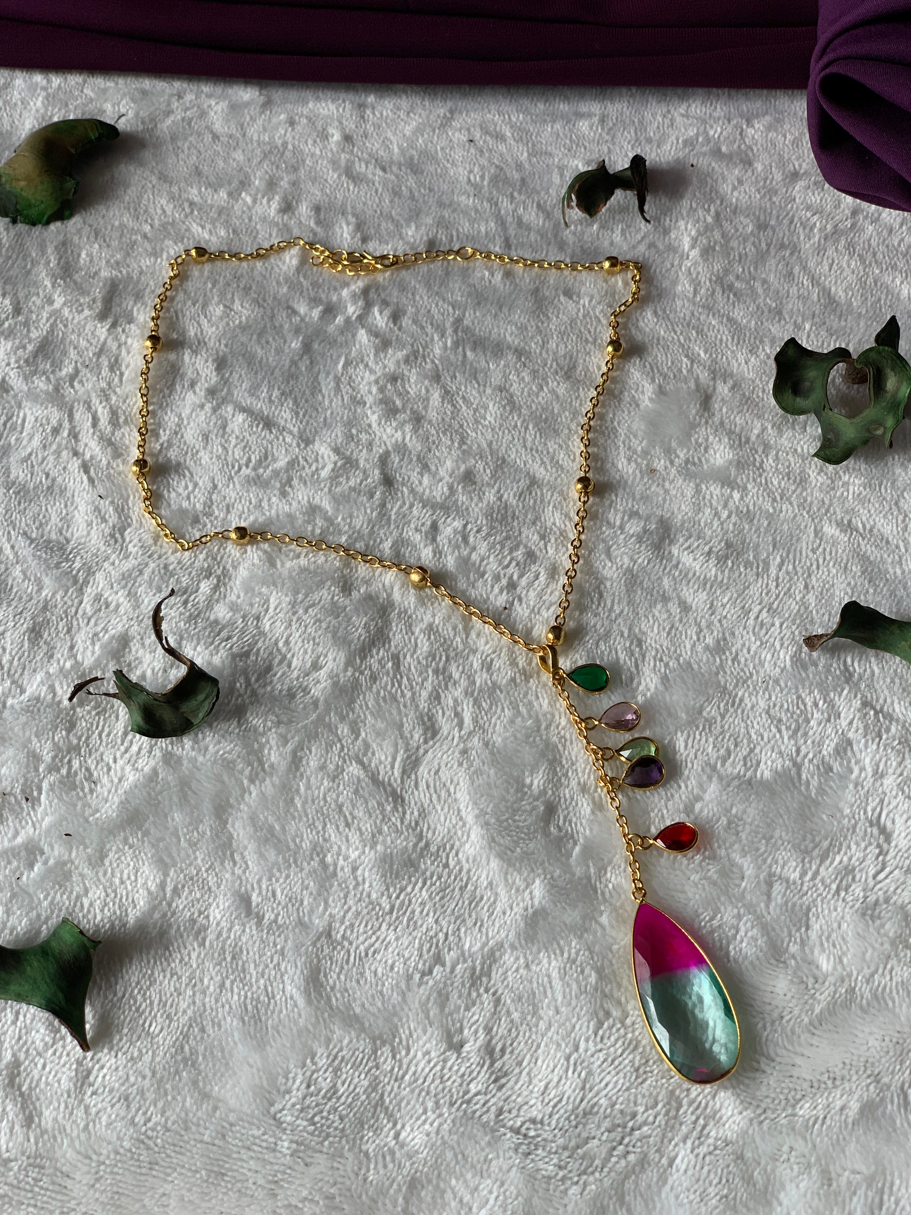 LILY - MULTISTONE HANGING PENDANT CHAIN NECKLACE