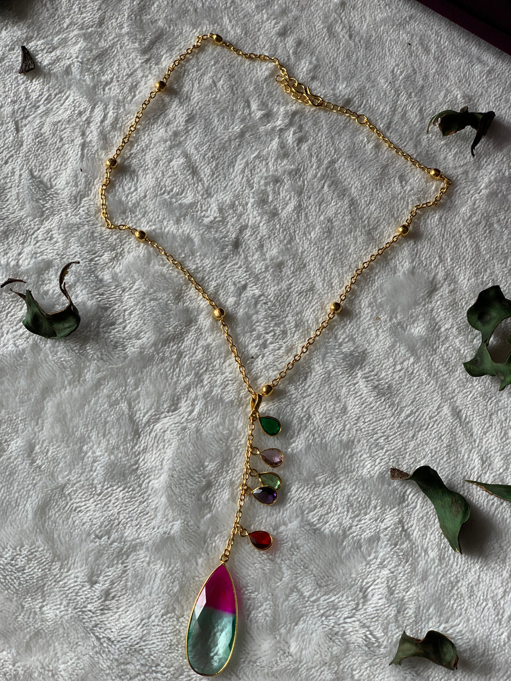 LILY - MULTISTONE HANGING PENDANT CHAIN NECKLACE