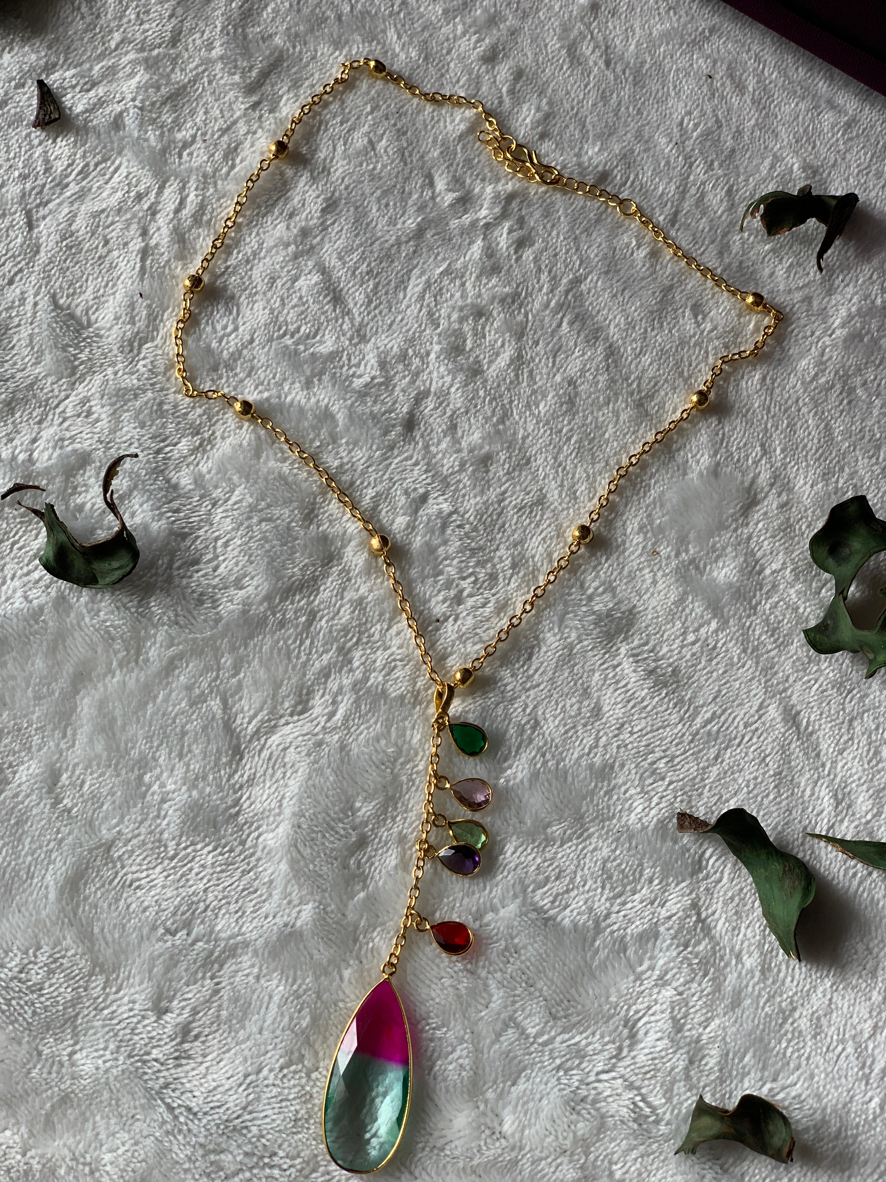LILY - MULTISTONE HANGING PENDANT CHAIN NECKLACE