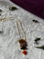 NEVAH - ASYMETRICAL MUTLISTONE PENDANT CHAIN NECKLACE