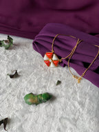 CORALIA - WHITE AND CORAL PENDANT CHAIN NECKLACE