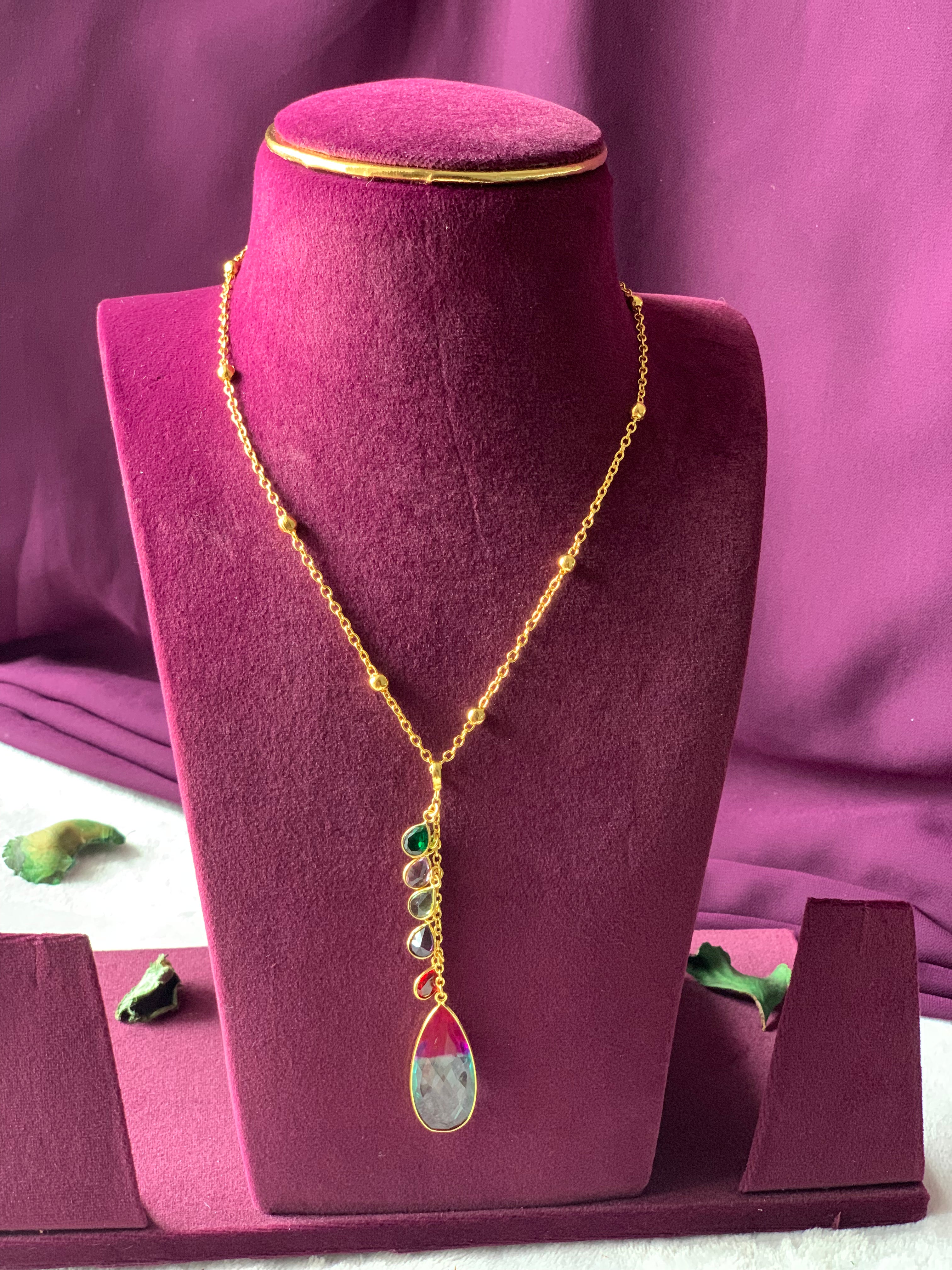 LILY - MULTISTONE HANGING PENDANT CHAIN NECKLACE