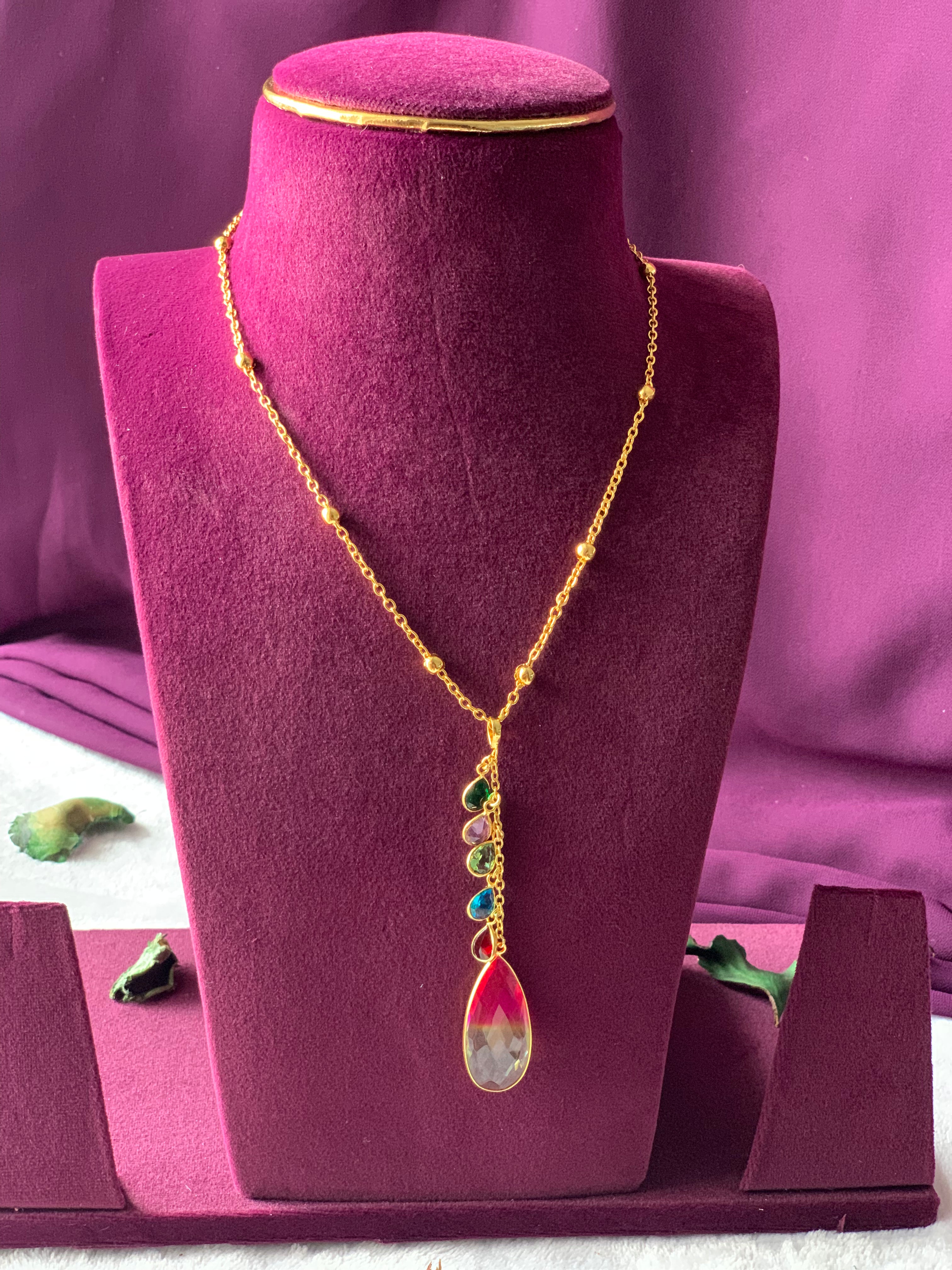 LILY - MULTISTONE HANGING PENDANT CHAIN NECKLACE
