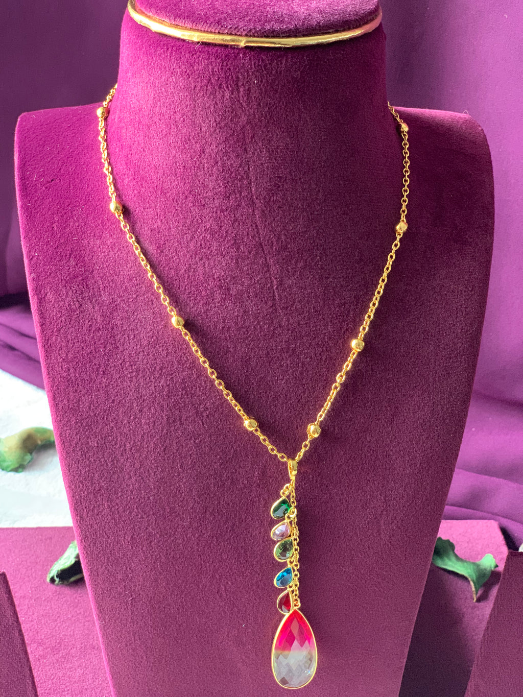 LILY - MULTISTONE HANGING PENDANT CHAIN NECKLACE
