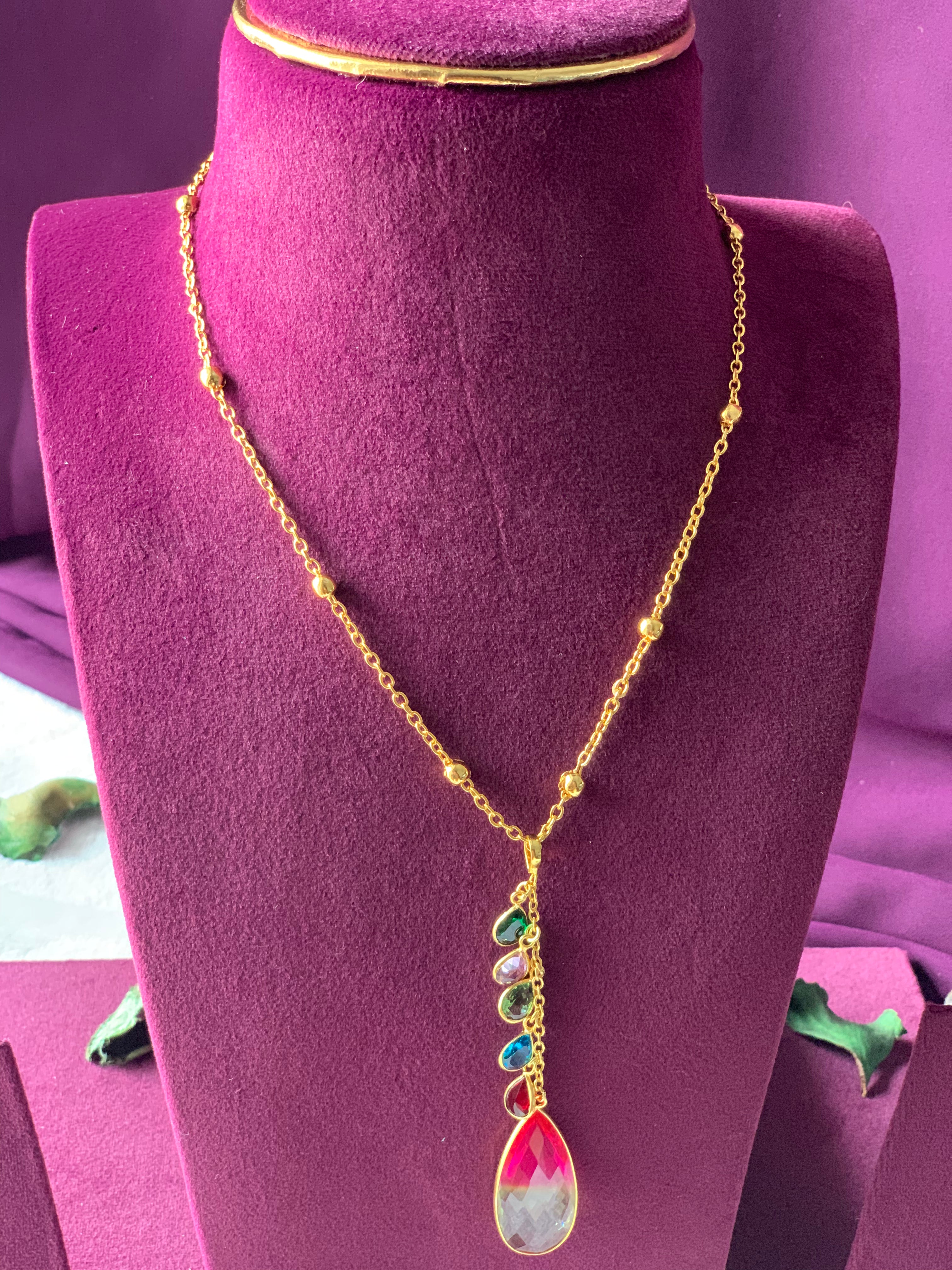 LILY - MULTISTONE HANGING PENDANT CHAIN NECKLACE