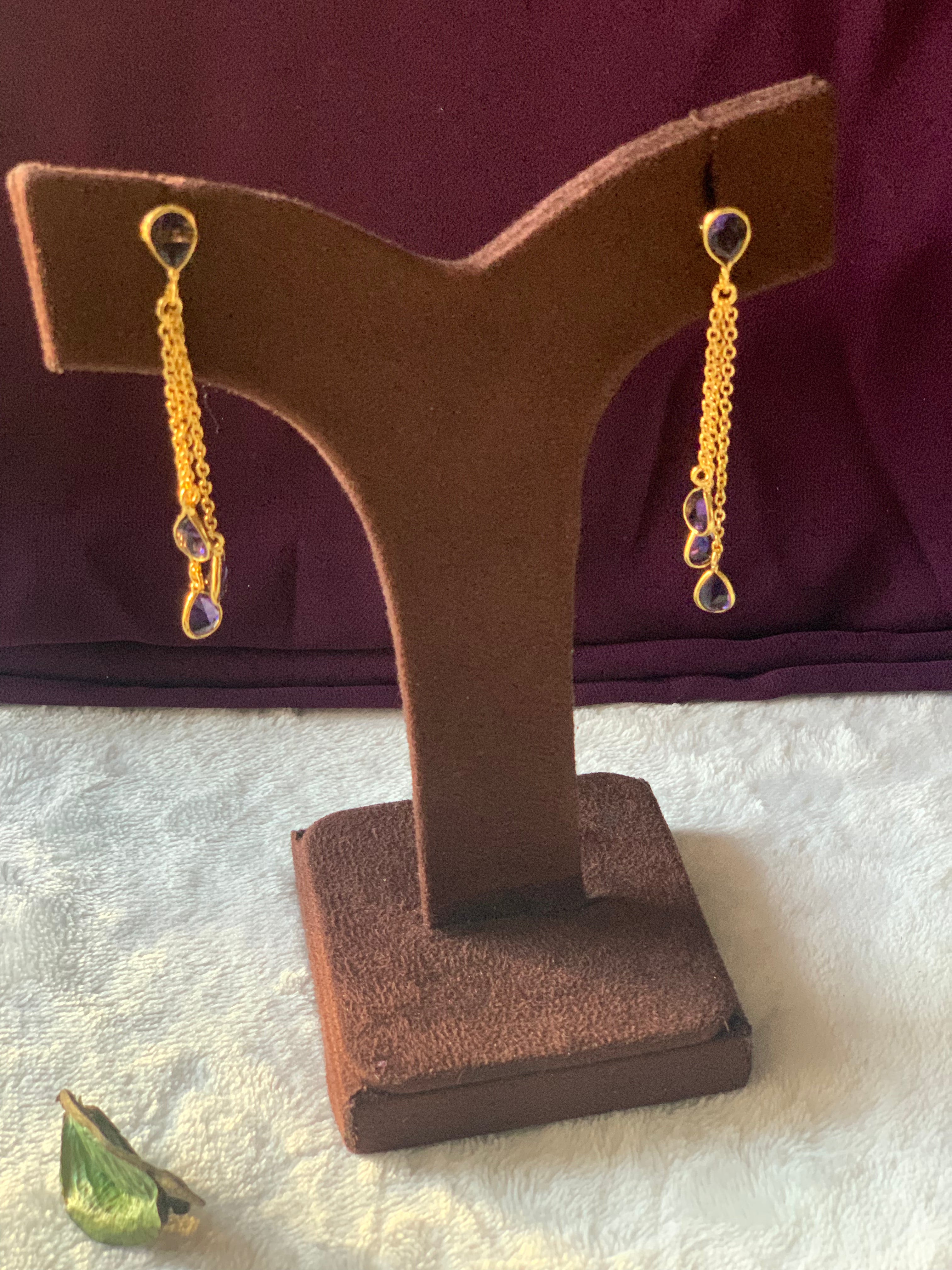 OVIYA - QUAD STONE TASSEL TEARDROP EARRINGS