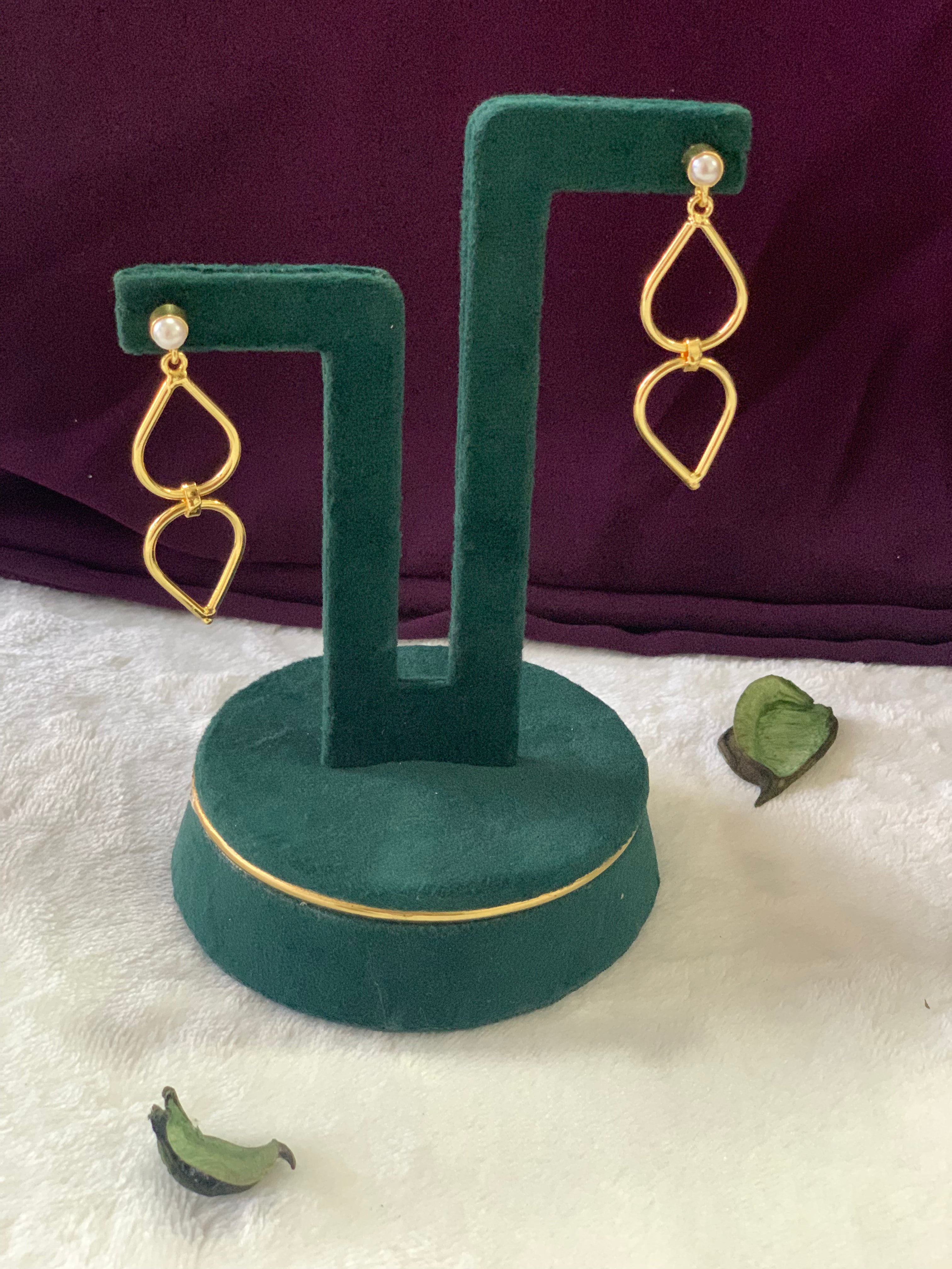 NITYA - GOLDEN PEARL PEAR DUAL DANGLER EARRINGS