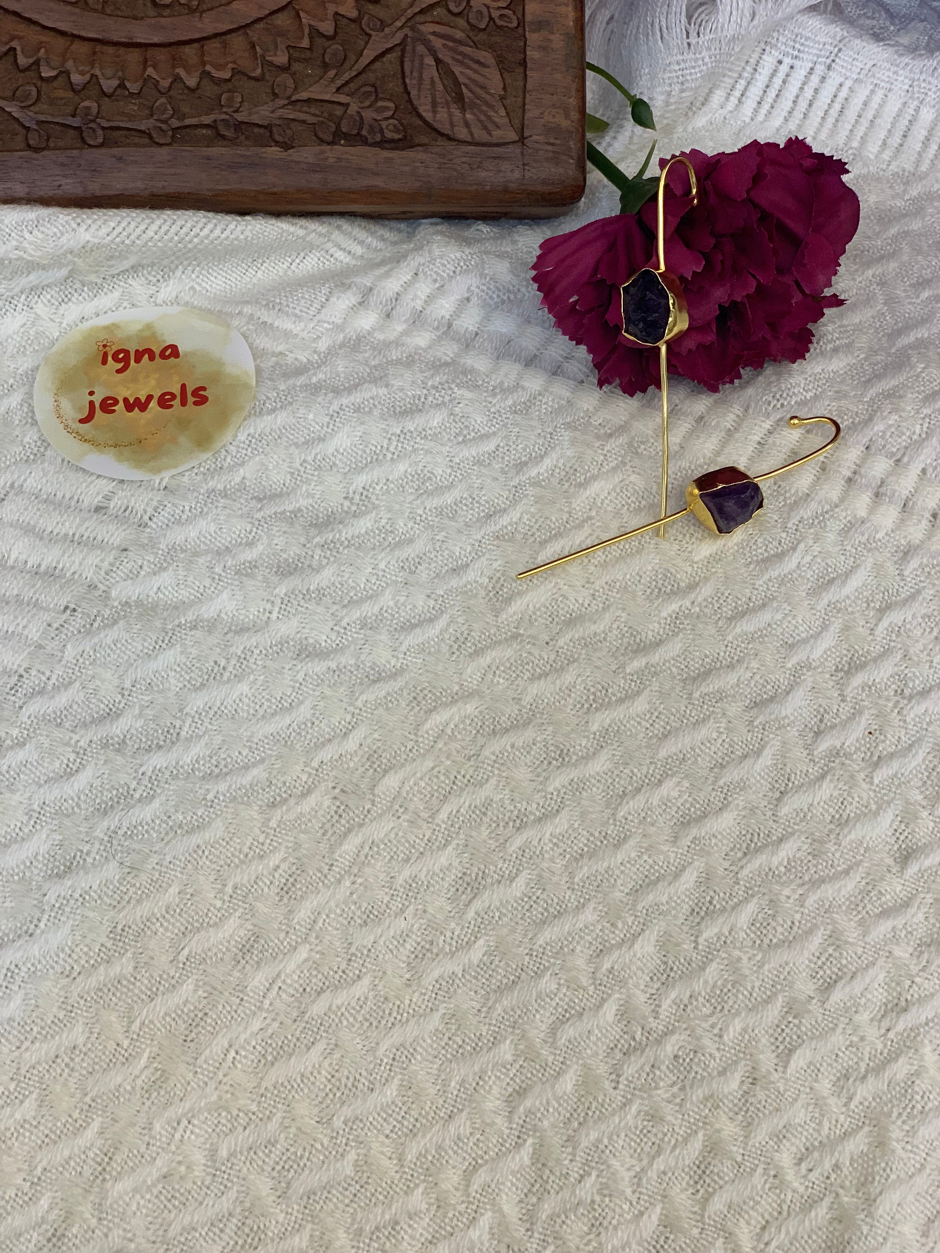 HOPE - AMETHYST RAW STONE EARCUFFS
