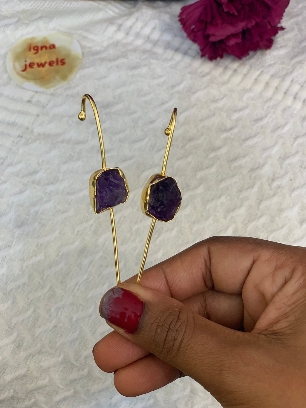 HOPE - AMETHYST RAW STONE EARCUFFS