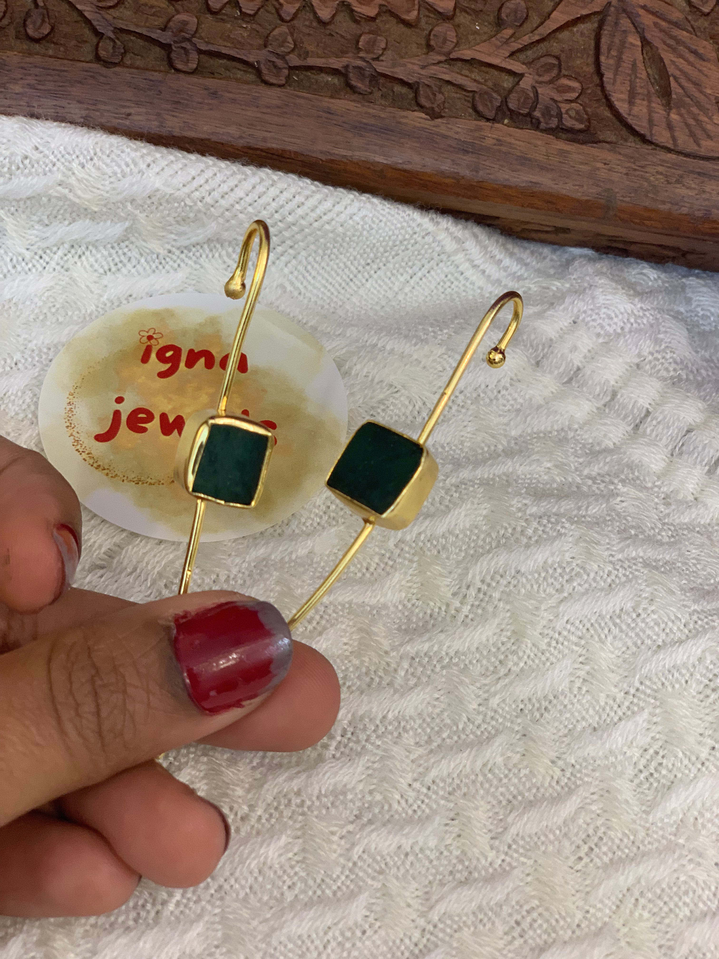 NAYELI - LABRADORITE  RAWSTONE EARCUFFS