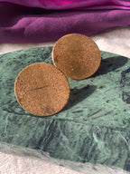 POLKA -  GOLDEN TEXTURED LARGE CIRCLE STUD EARRINGS