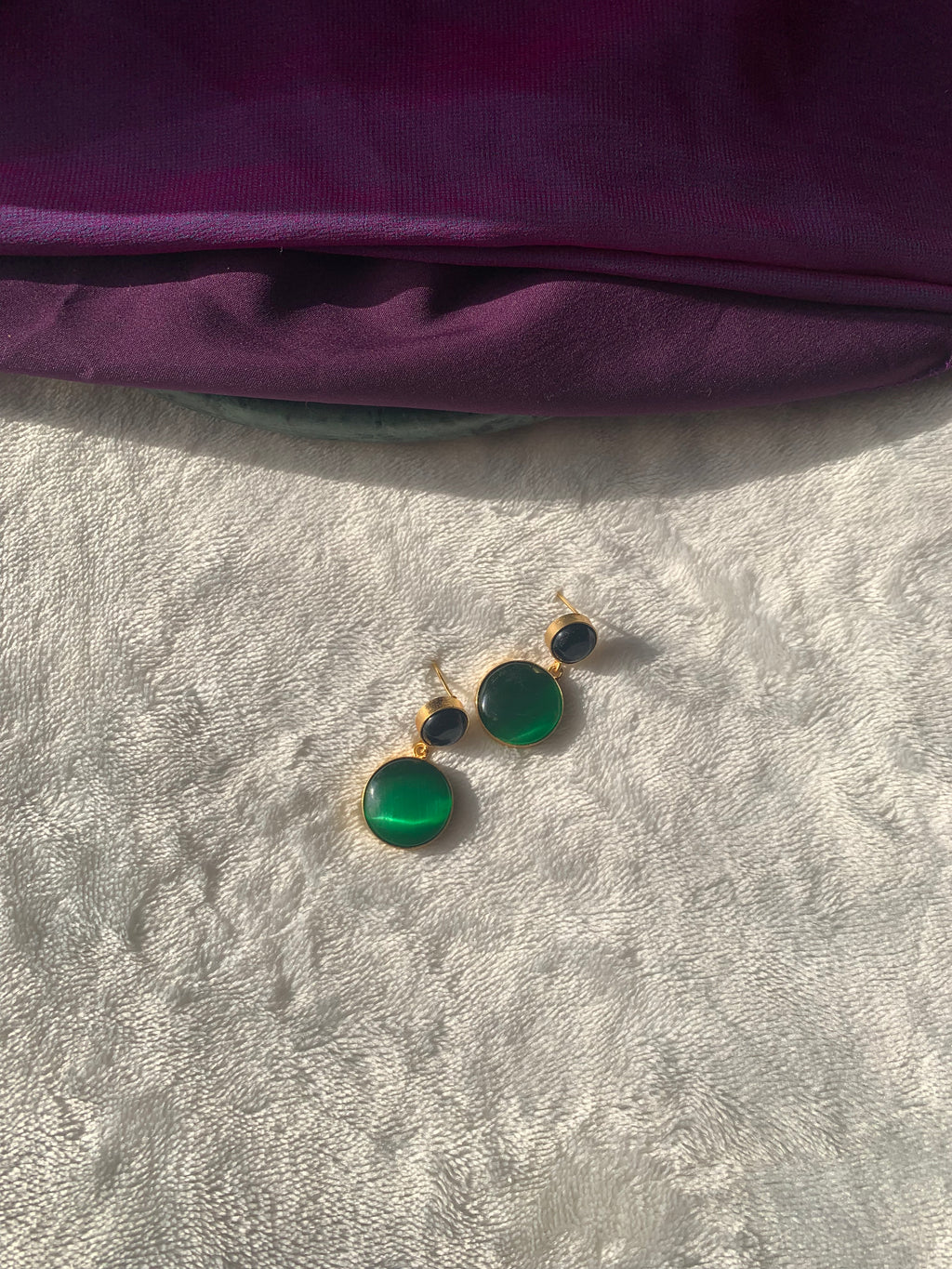 VERDORA - DUALSTONE SHINY DANGLER EARRINGS