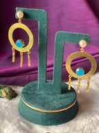 PAVITRA - SHINY STONE AND PEARL CHANDBALI EARRINGS