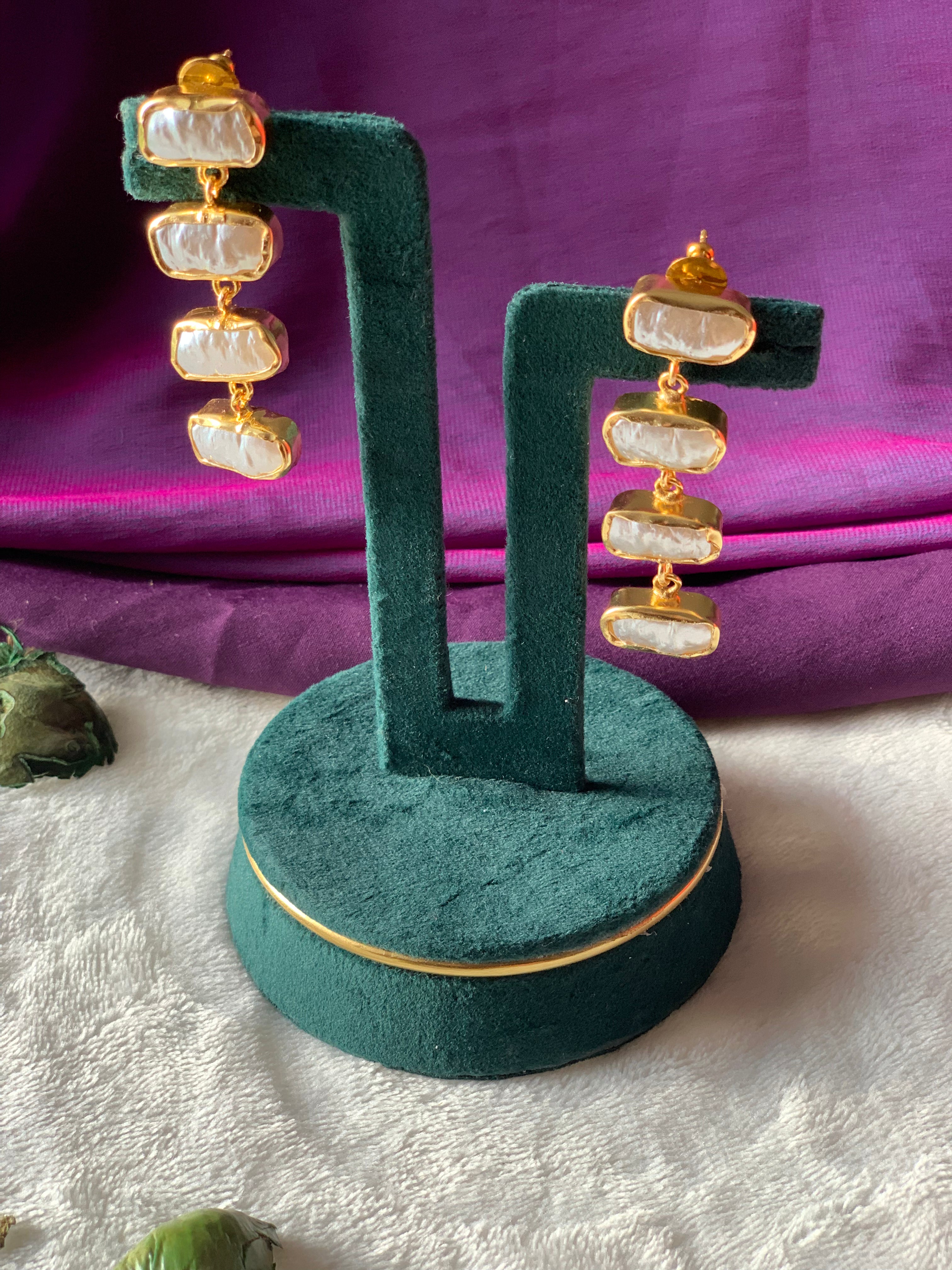 SUNITA - BAROQUE 4 LAYER DANGLE EARRINGS