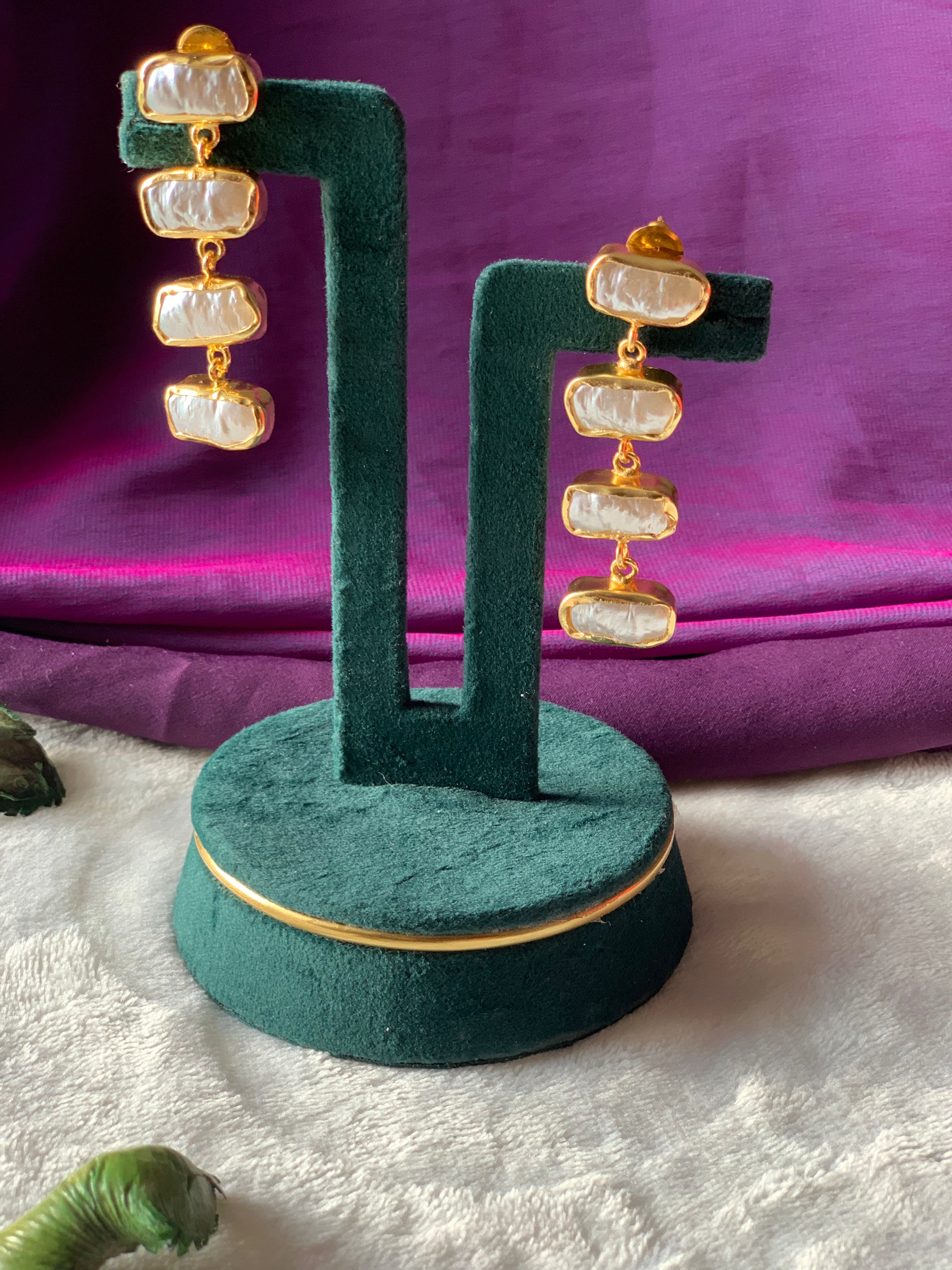 SUNITA - BAROQUE 4 LAYER DANGLE EARRINGS