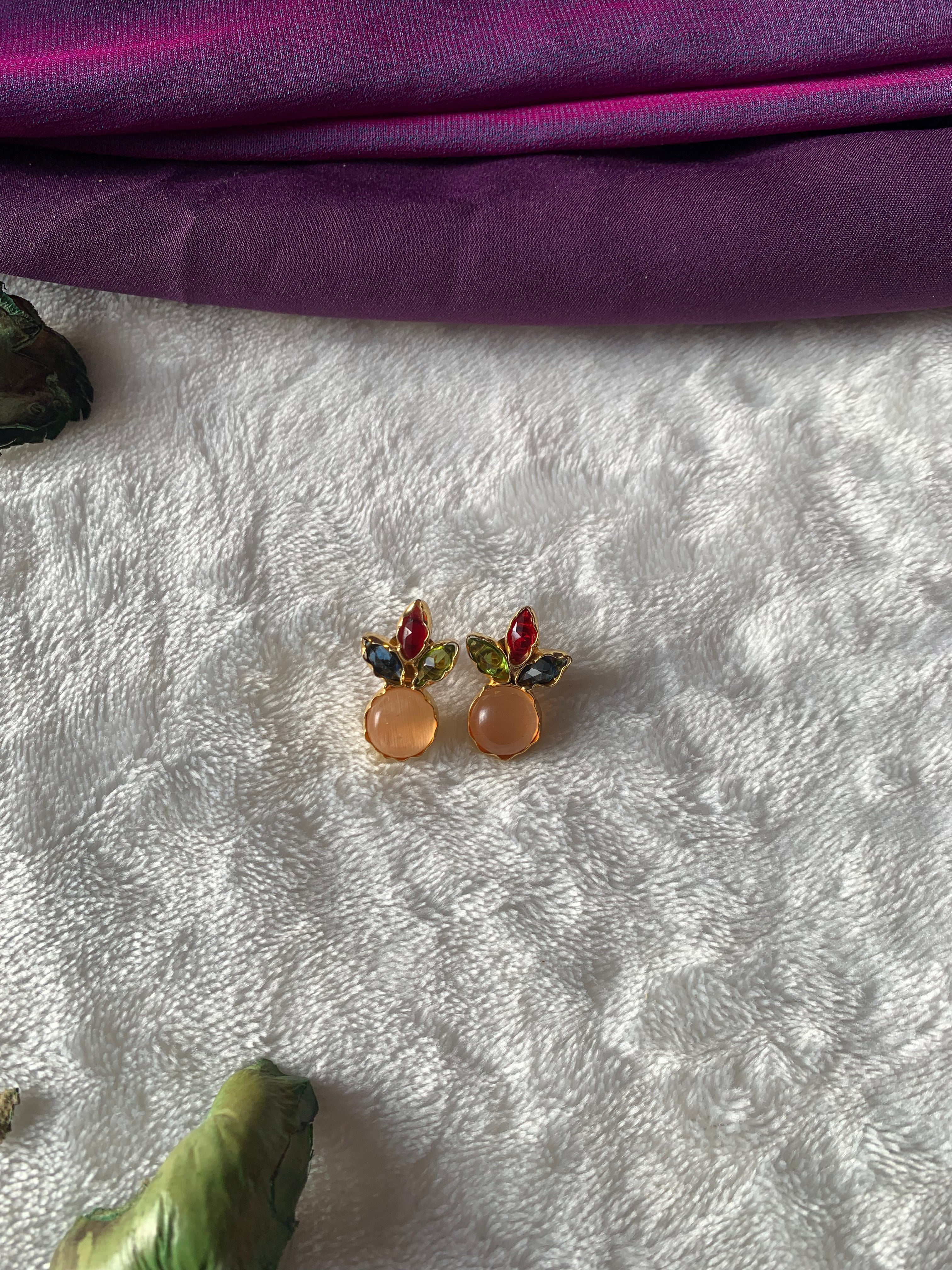 CHAMPA - COLOURFUL MULTISTONE BUD EARRINGS