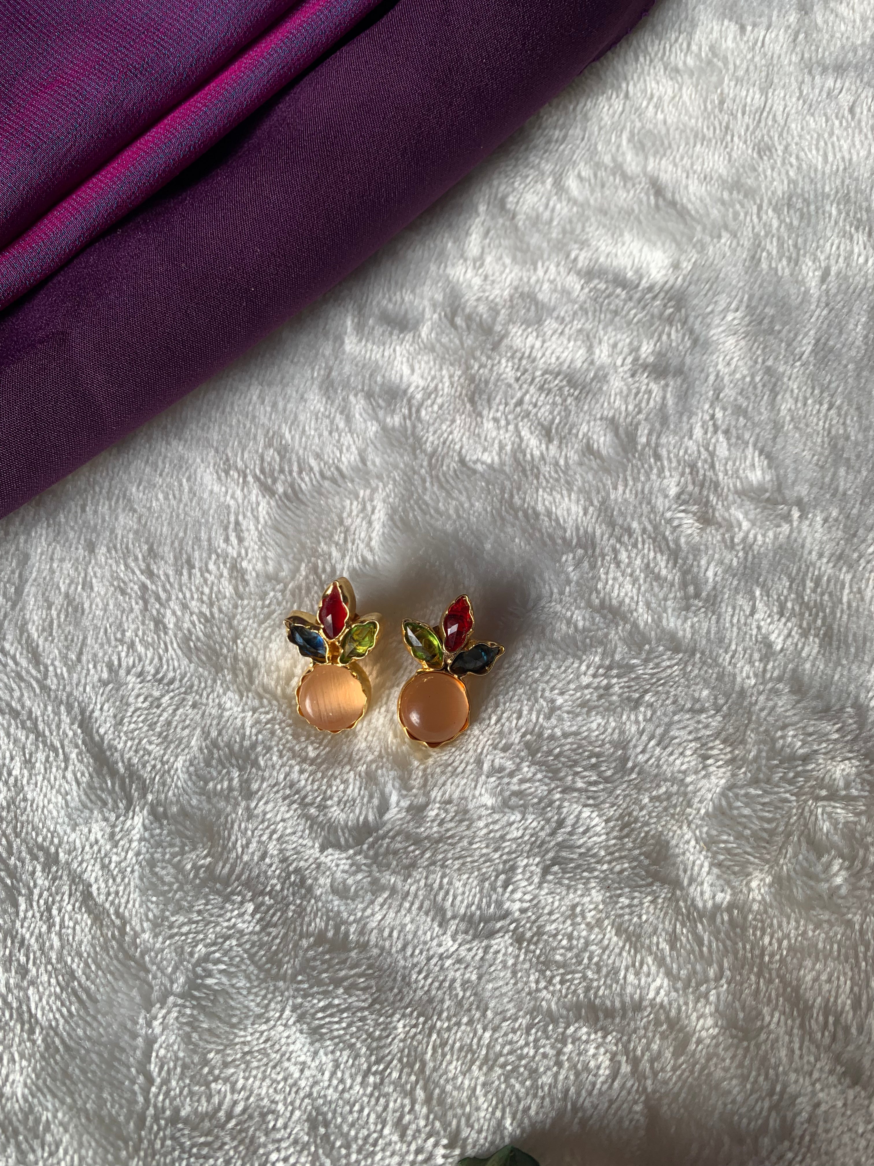 CHAMPA - COLOURFUL MULTISTONE BUD EARRINGS