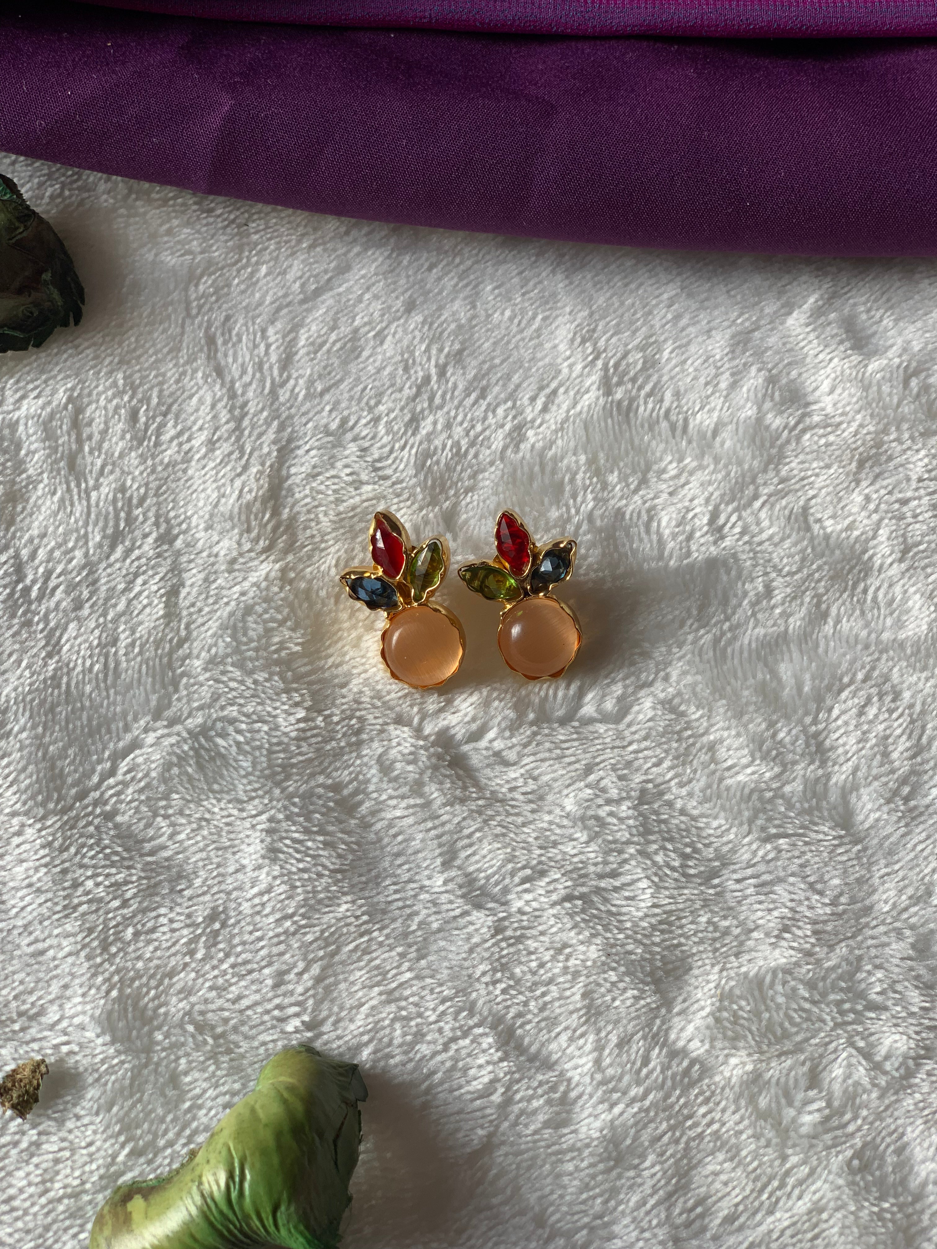 CHAMPA - COLOURFUL MULTISTONE BUD EARRINGS