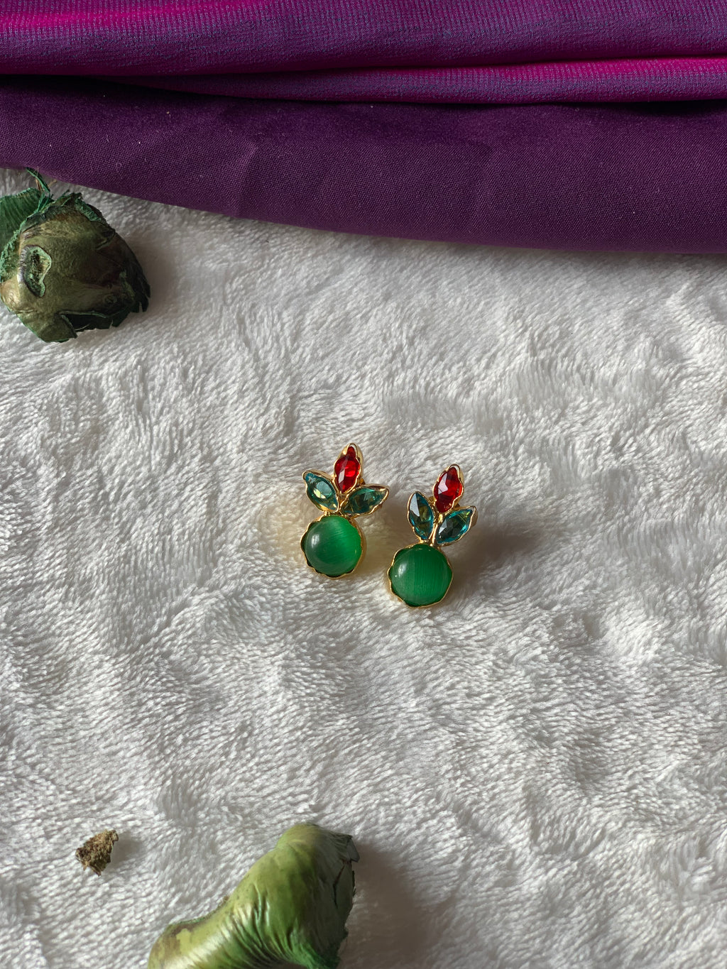 CHAMPA - COLOURFUL MULTISTONE BUD EARRINGS