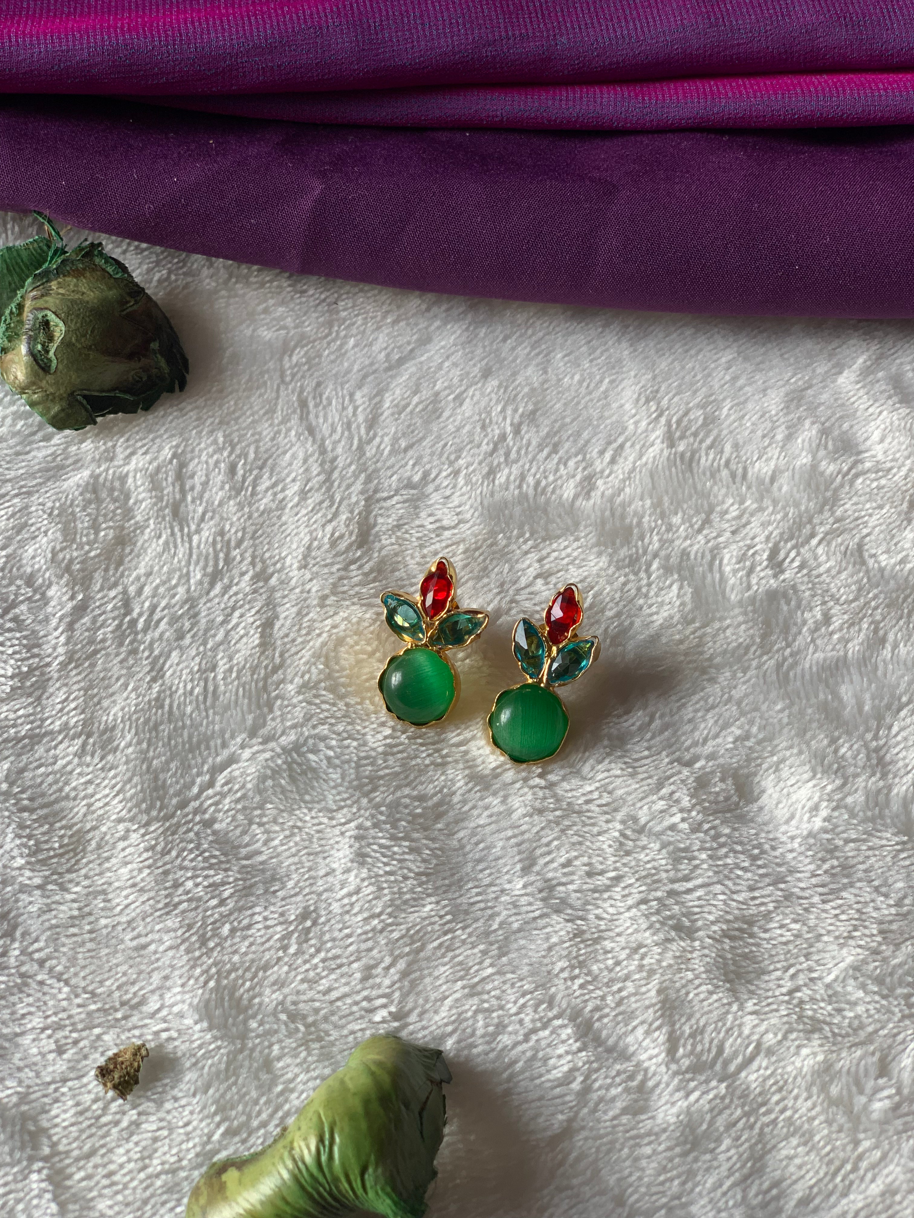 CHAMPA - COLOURFUL MULTISTONE BUD EARRINGS