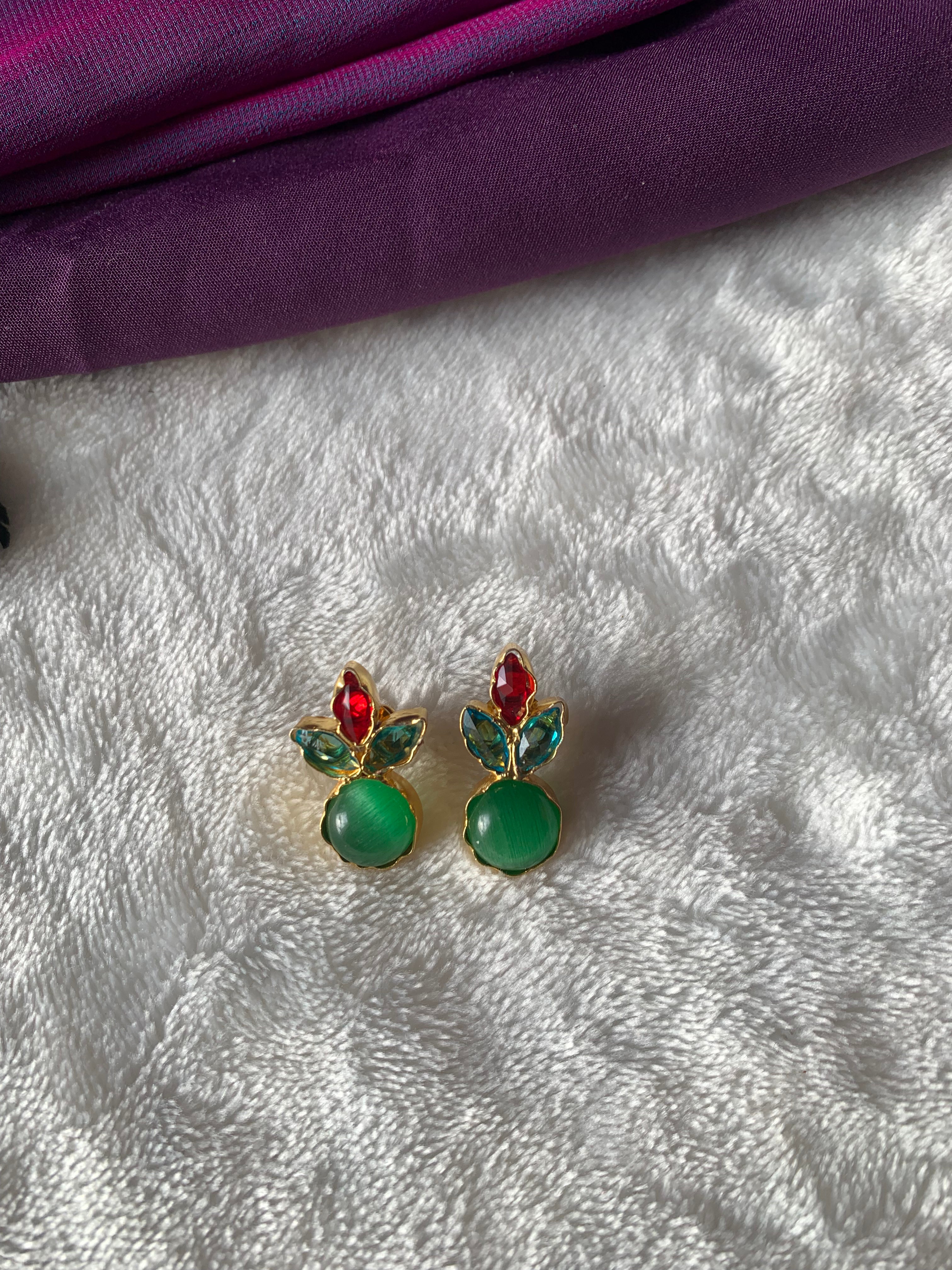 CHAMPA - COLOURFUL MULTISTONE BUD EARRINGS