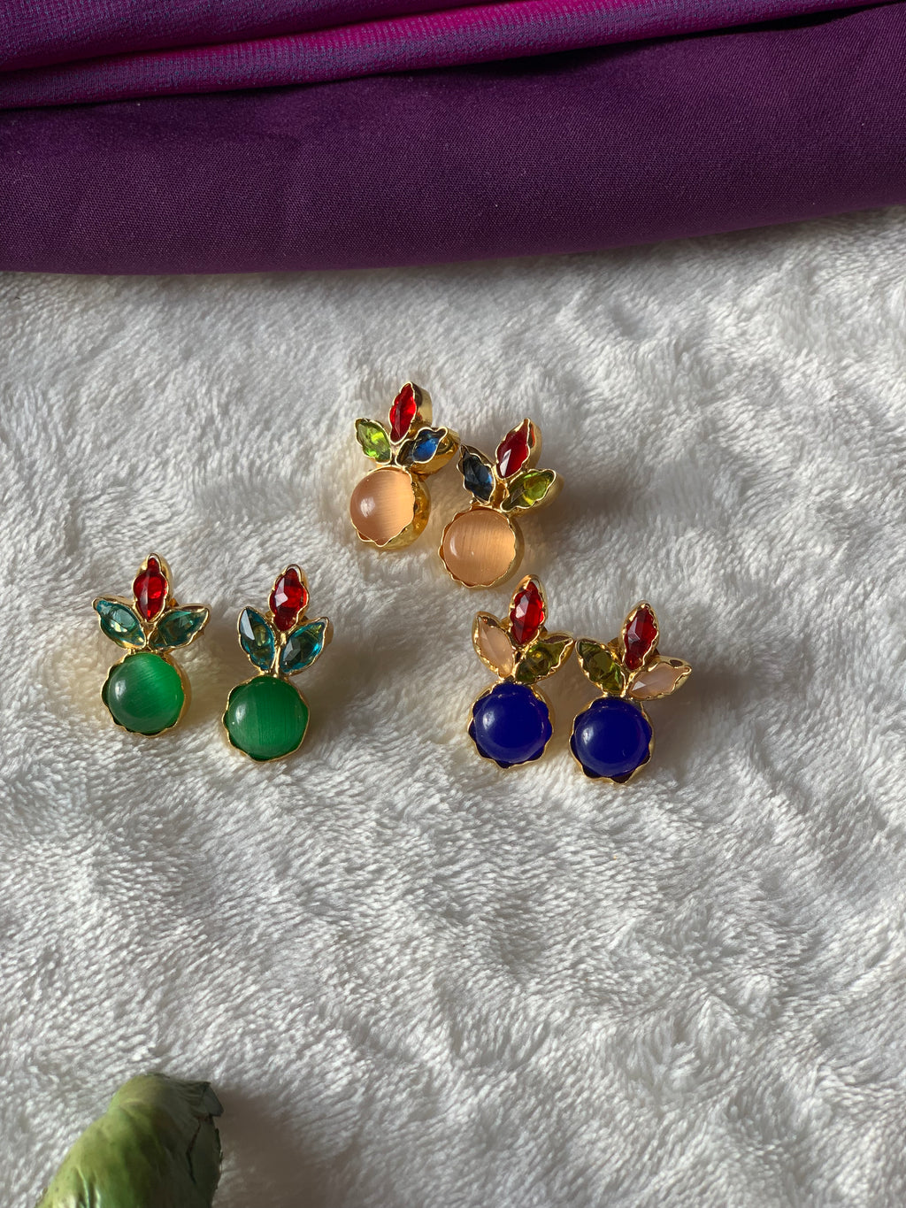 CHAMPA - COLOURFUL MULTISTONE BUD EARRINGS