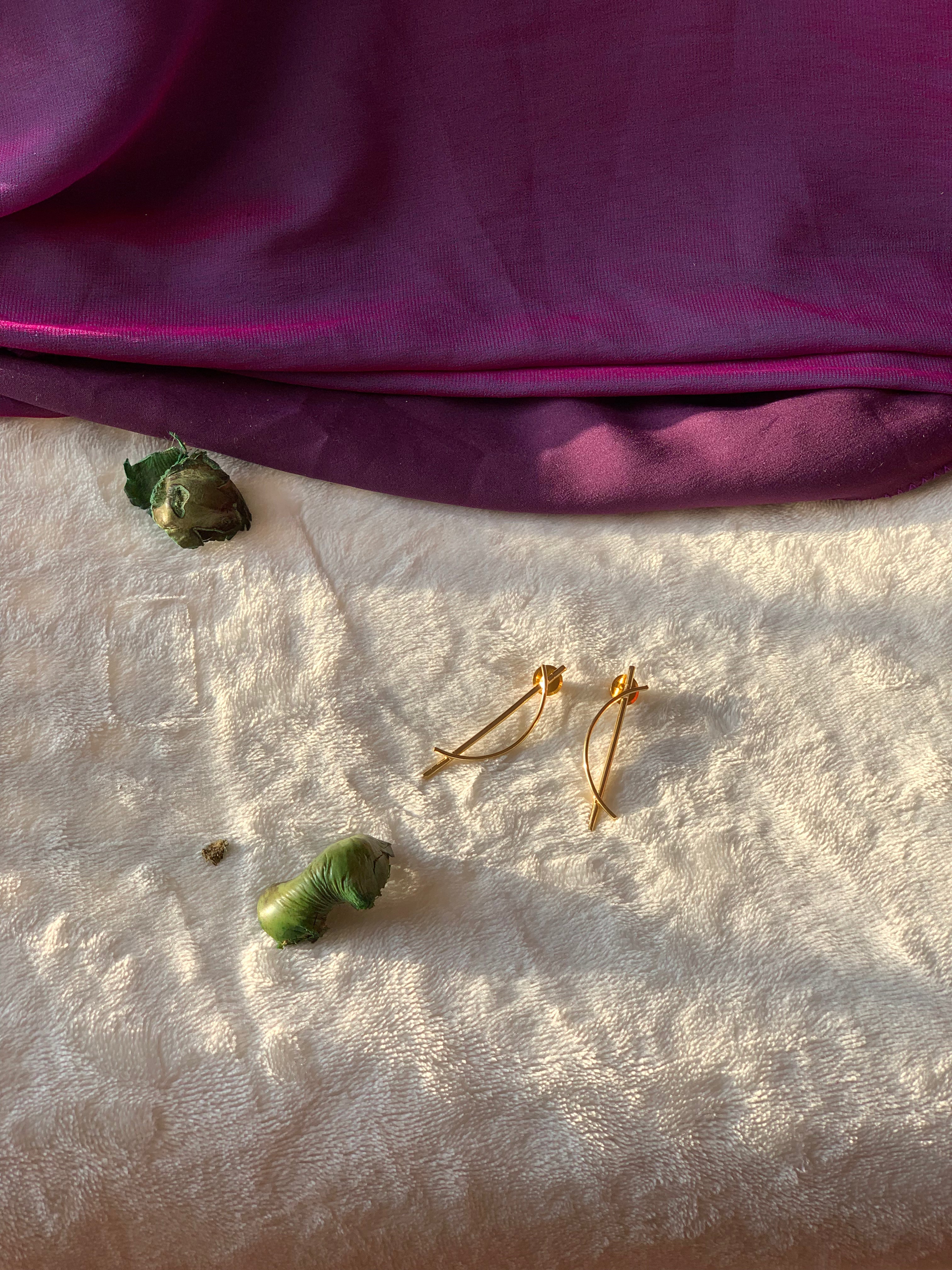 ROSHNI - GOLDEN REVERSE D STUD EARRINGS