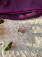 IZZA - PEARL AND RAW SEMIPRECIOUS STONE DROP EARRINGS