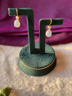 IZZA - PEARL AND RAW SEMIPRECIOUS STONE DROP EARRINGS