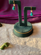 IZZA - PEARL AND RAW SEMIPRECIOUS STONE DROP EARRINGS