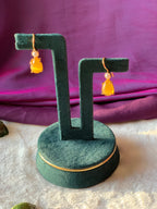 IZZA - PEARL AND RAW SEMIPRECIOUS STONE DROP EARRINGS