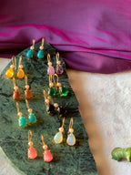 IZZA - PEARL AND RAW SEMIPRECIOUS STONE DROP EARRINGS