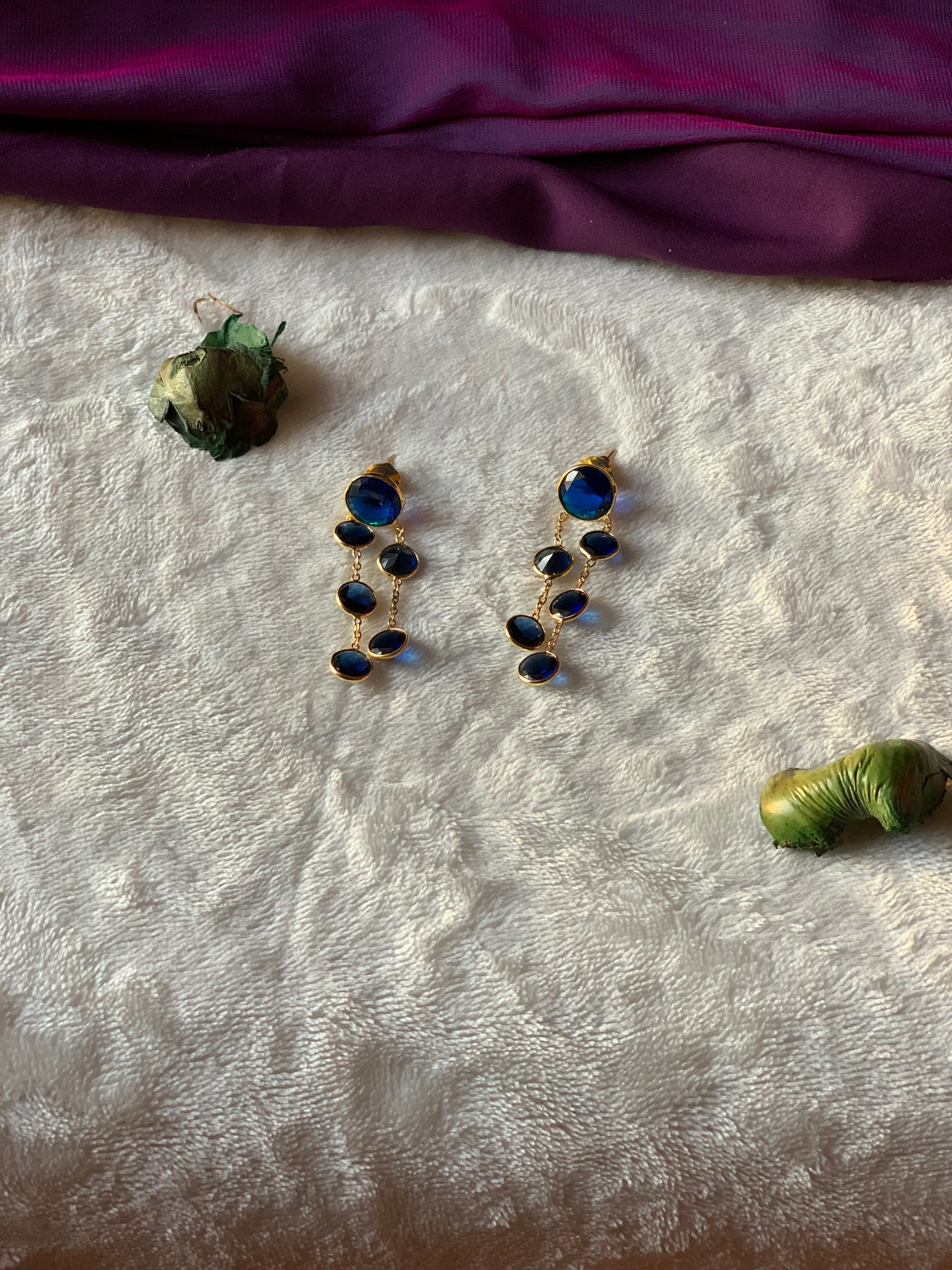 CHAAVI - SHINY STONE TASSEL EARRINGS