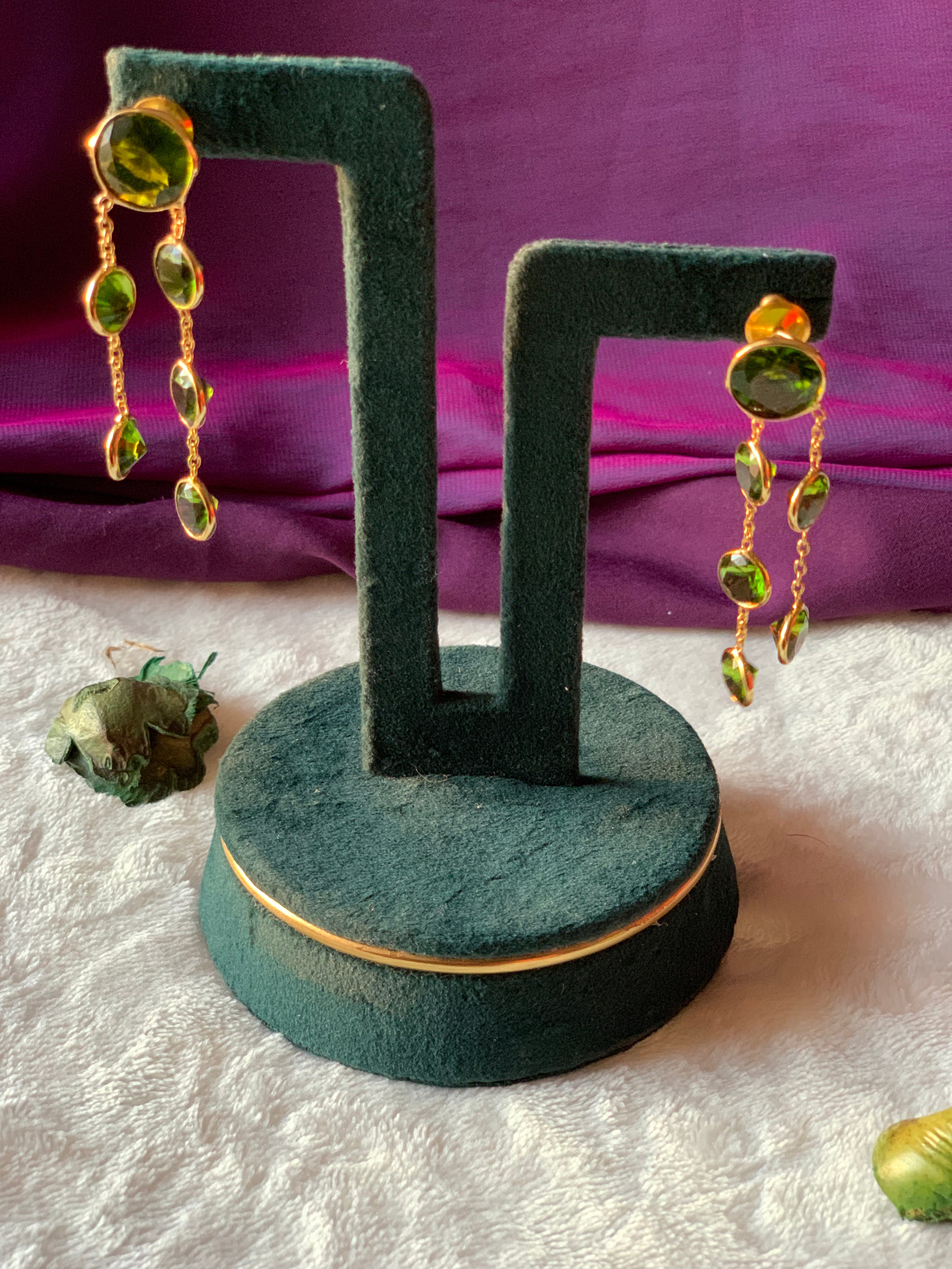 CHAAVI - SHINY STONE TASSEL EARRINGS
