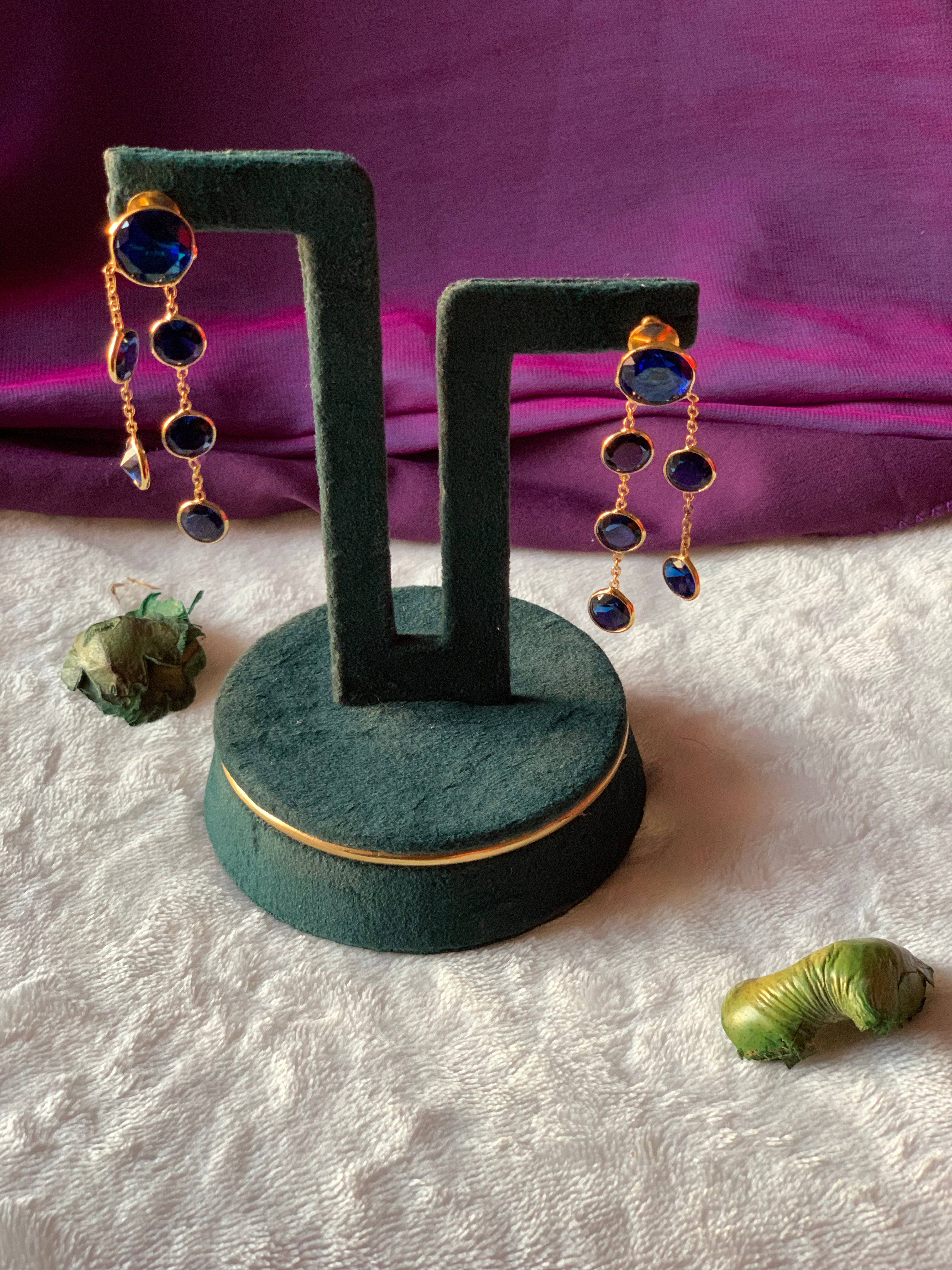 CHAAVI - SHINY STONE TASSEL EARRINGS