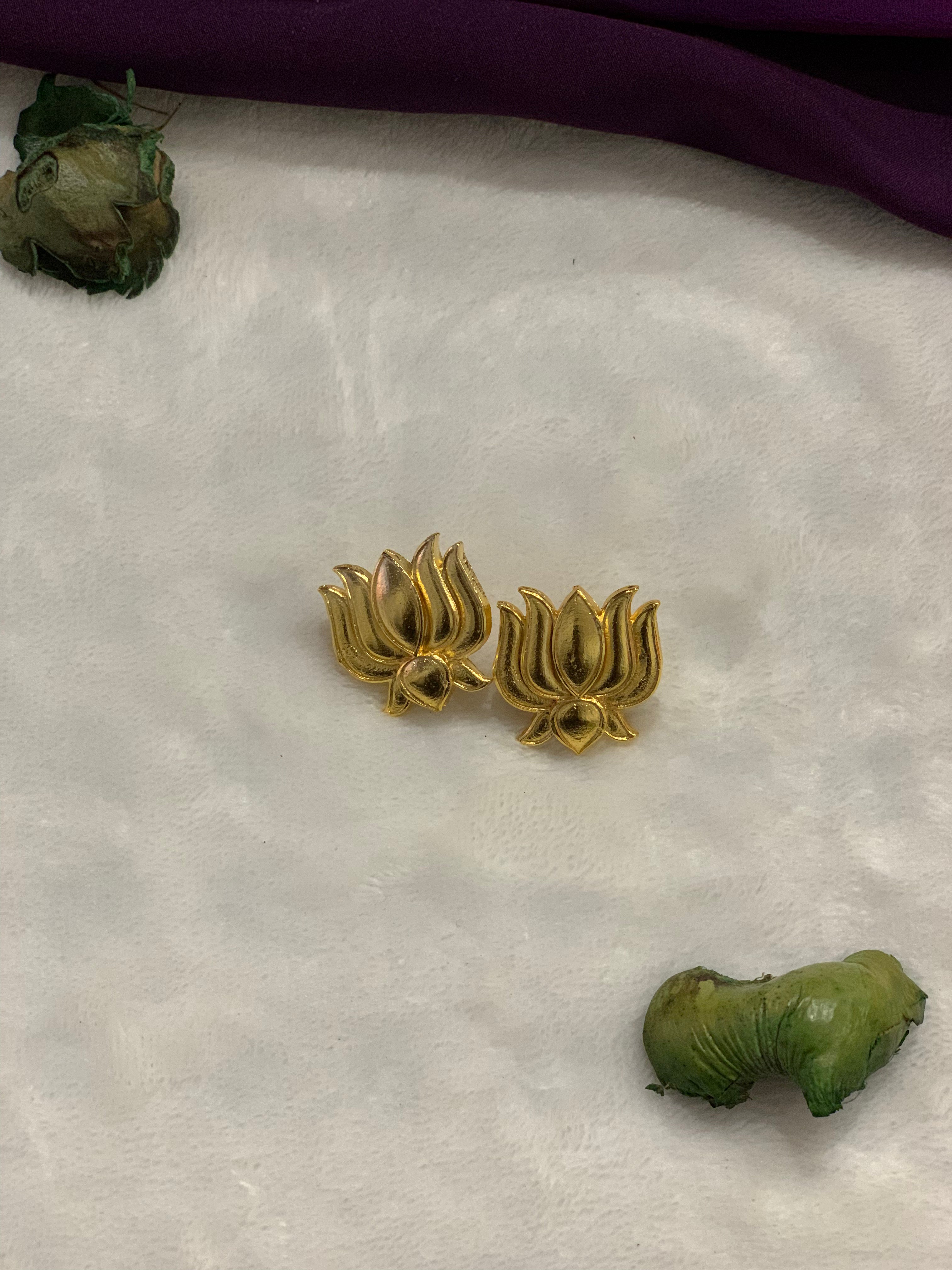 KAMALA- GOLDEN LOTUS STUD EARRINGS