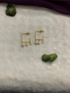 HRIDYA - SQUARE PEARL HOOP STYLE EARRINGS