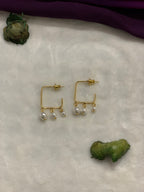 HRIDYA - SQUARE PEARL HOOP STYLE EARRINGS