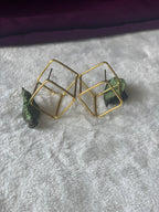 CUBIX - GOLDEN CUBE SHAPE CONTEMPORARY STUD EARRINGS