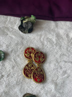 LEELA - PEACOCK AND FLOWER EMBOSED STONE EARRINGS