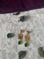DHARA - TEXTURED GEOMETRICAL DUAL STONE EARRINGS
